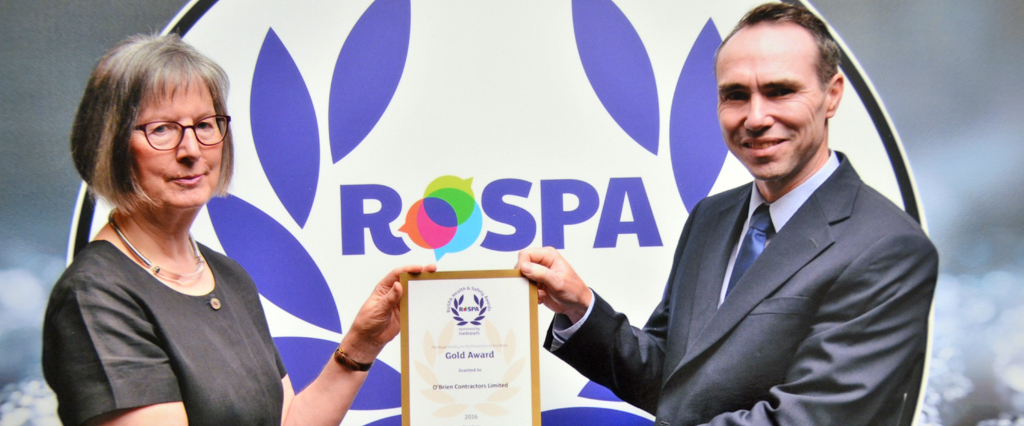 O’Brien Contractors win a coveted RoSPA Gold hat-trick