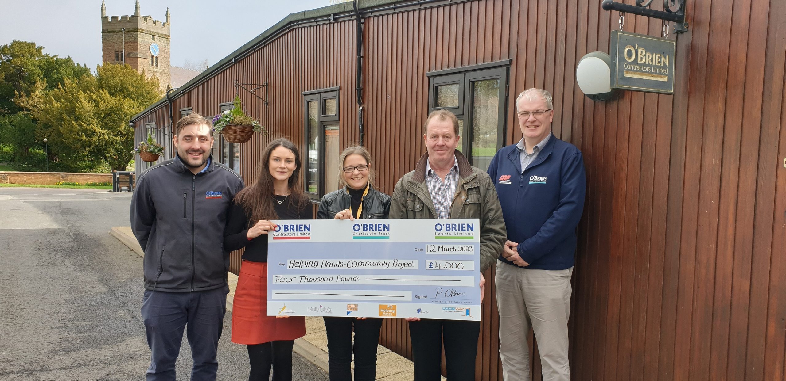 O’Brien Contractors Presents £4,000 to Helping Hands Community Project