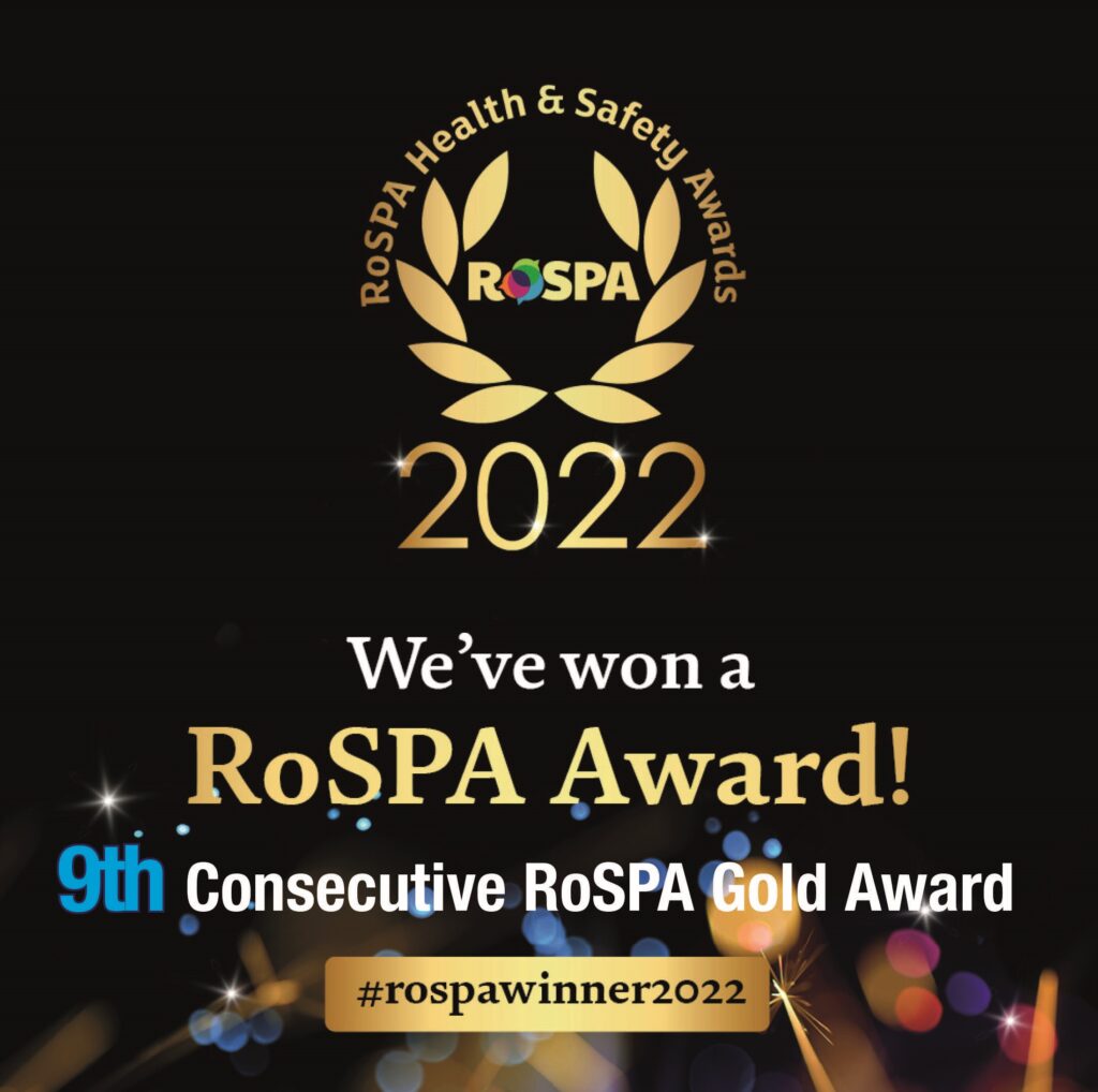 O’Brien Celebrates it's 9th RoSPA Gold Award and Our 5th Gold Medal Award