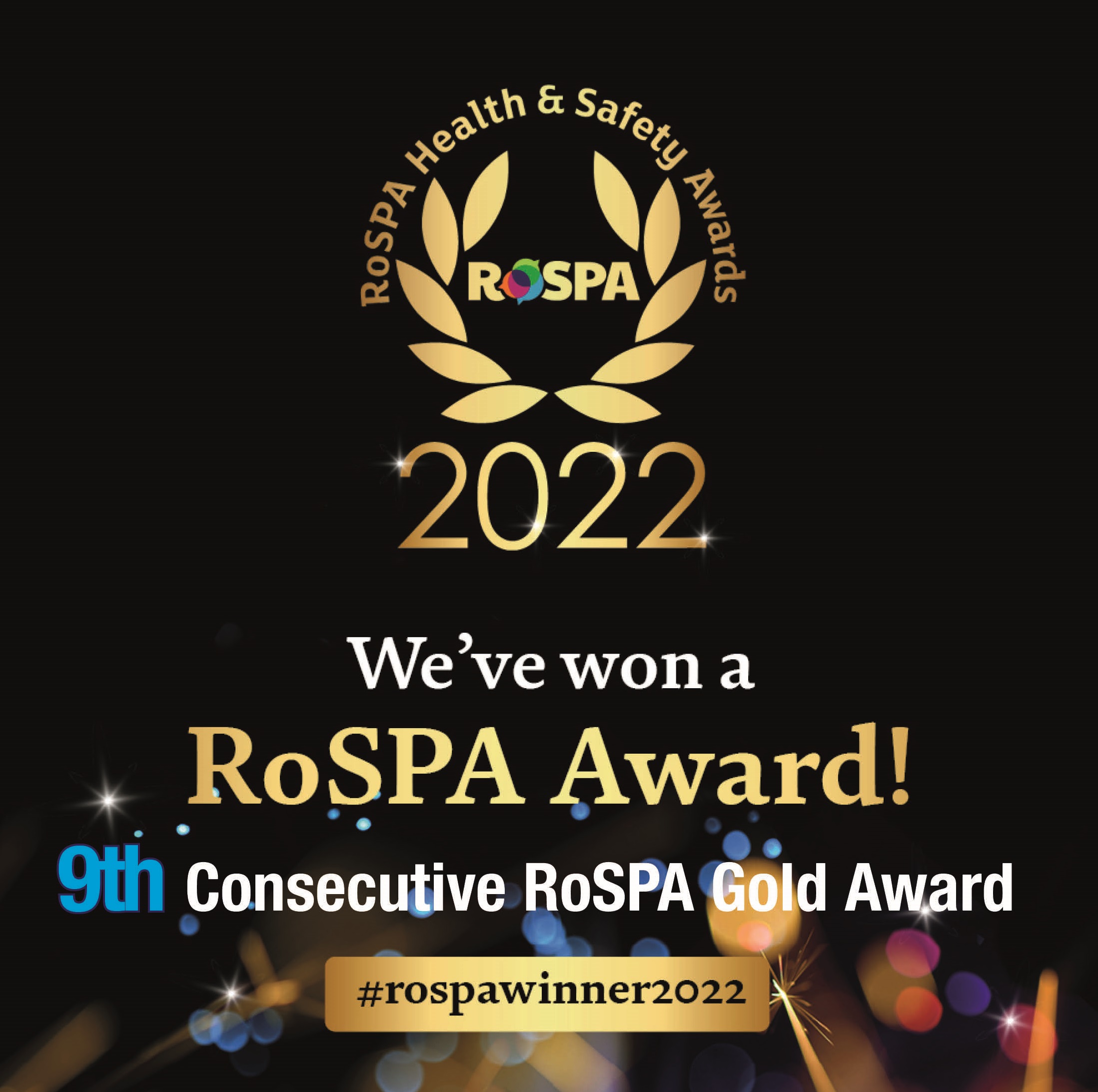O’Brien Celebrates it’s 9th RoSPA Gold Award and Our 5th Gold Medal Award